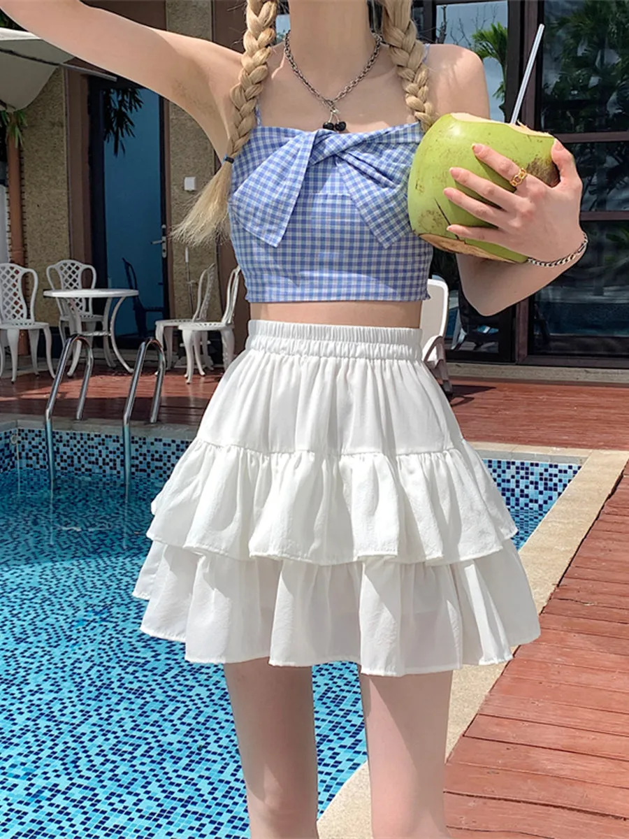Black Double Hem A-line Skirt