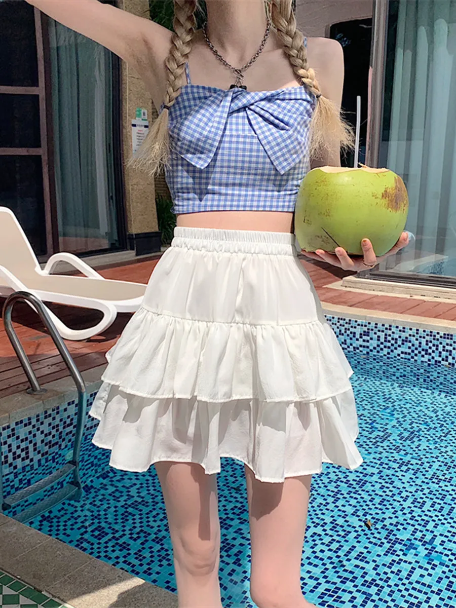 Black Double Hem A-line Skirt