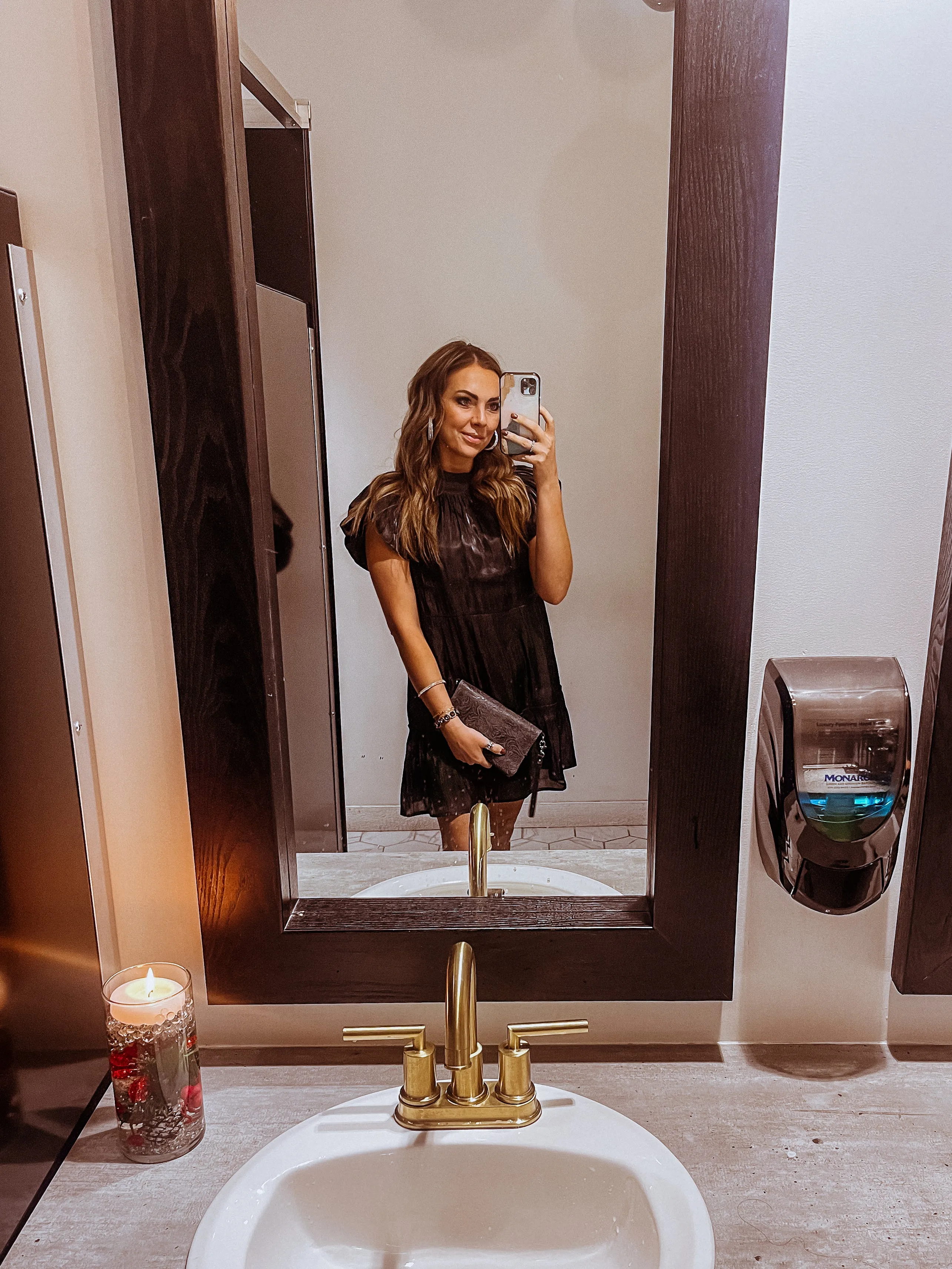 Black Metallic Holiday Ruffle Dress