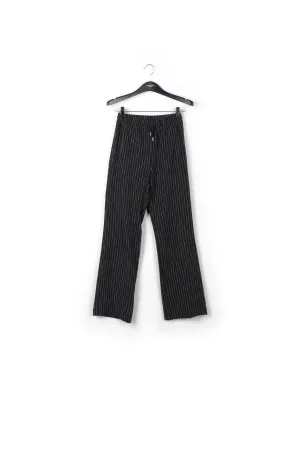 Black pinstripe wide-leg pants