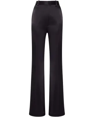 Black Satin High Rise Flare Pant