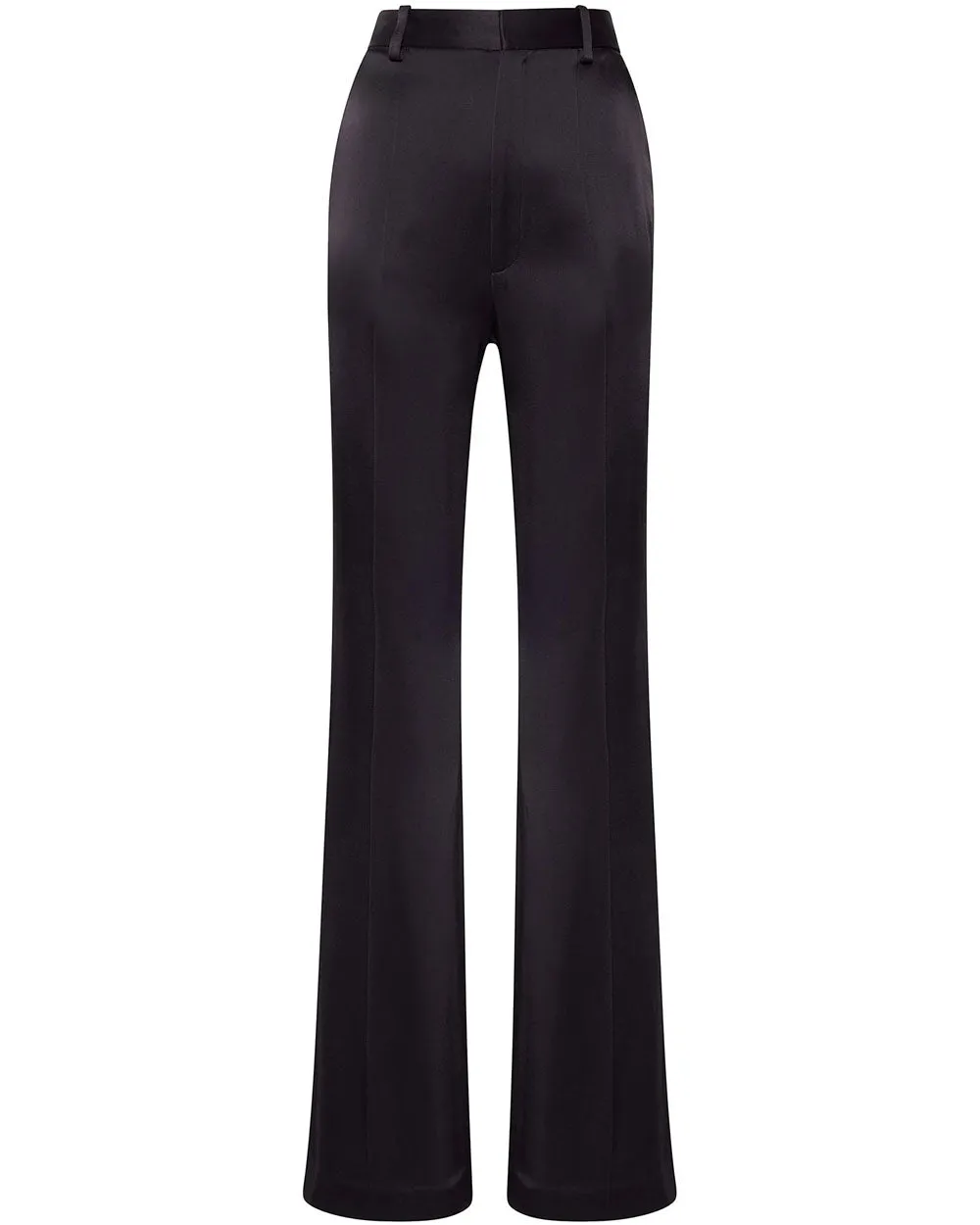 Black Satin High Rise Flare Pant