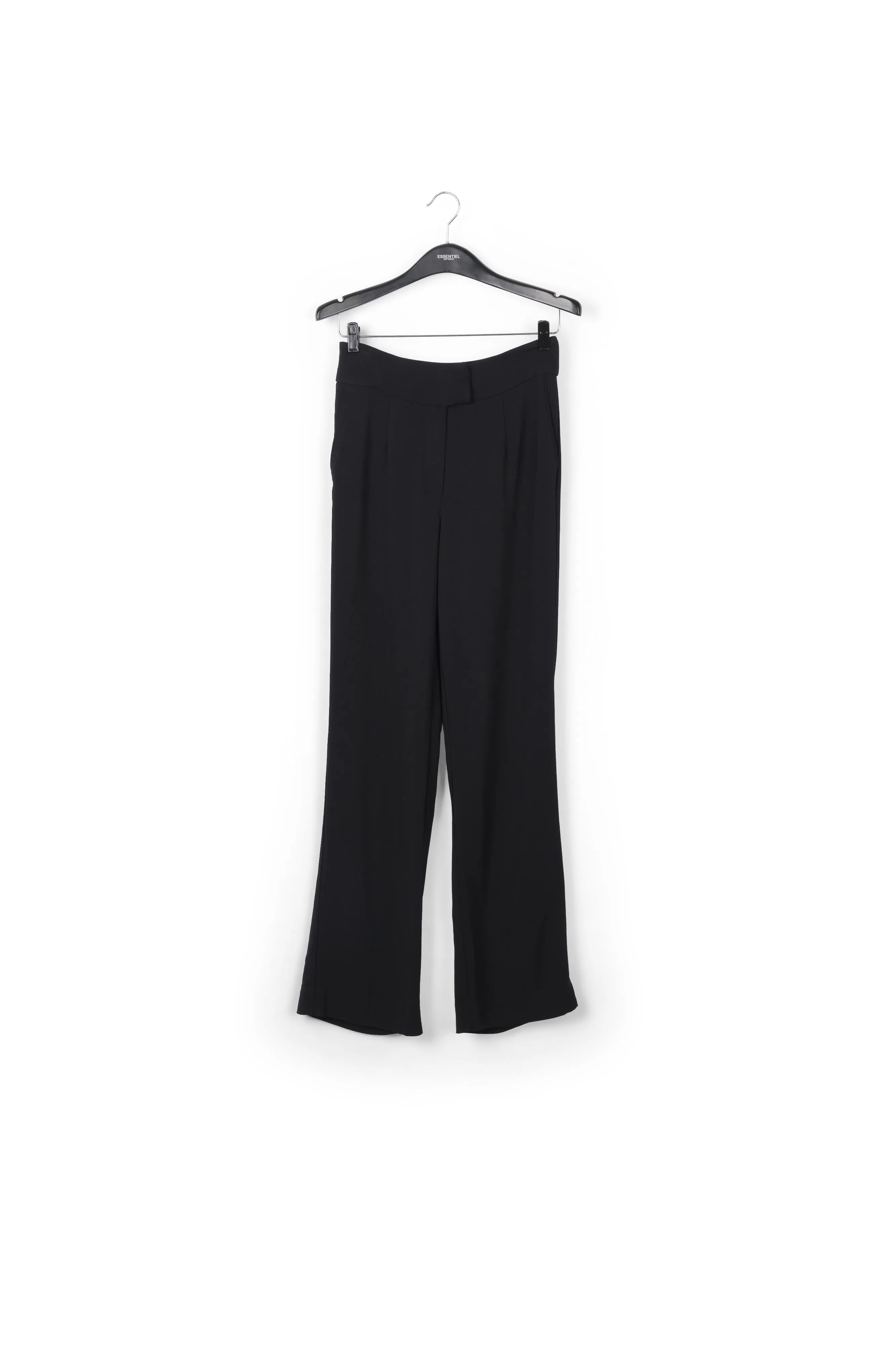 Black viscose-satin straight-leg pants
