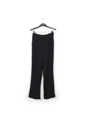 Black viscose-satin straight-leg pants