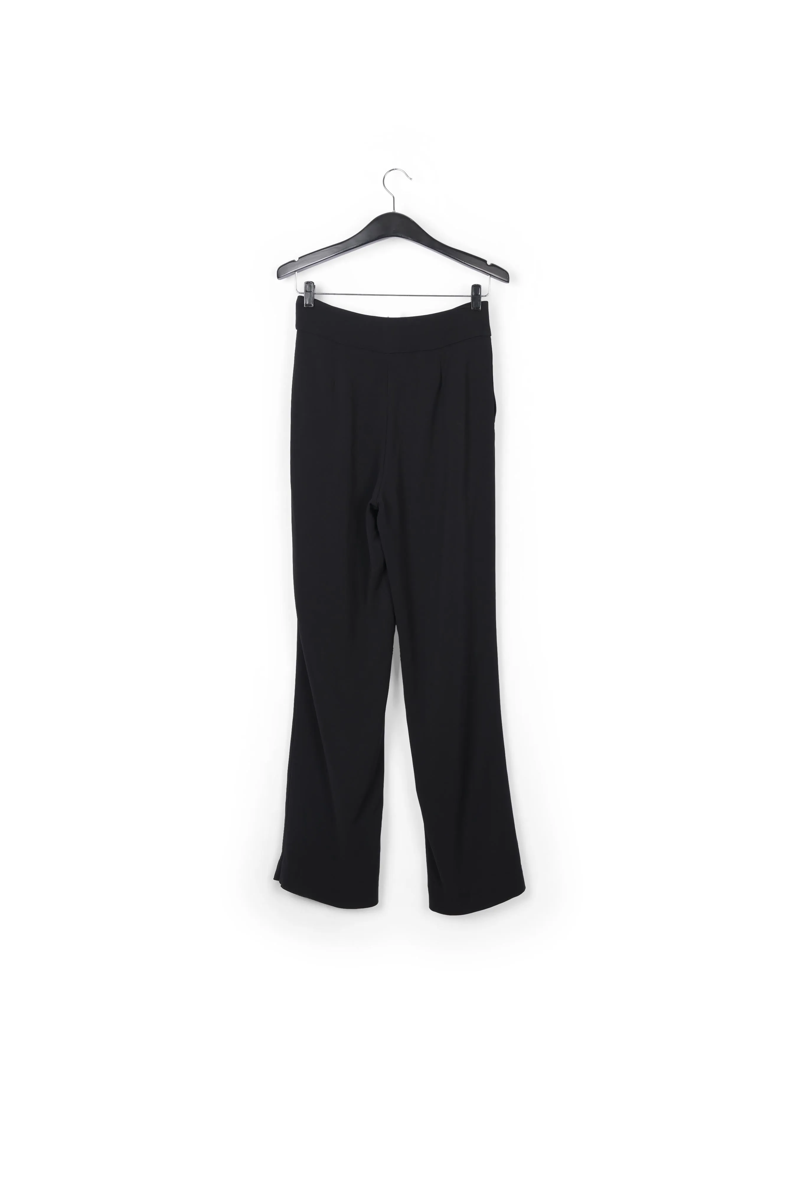 Black viscose-satin straight-leg pants