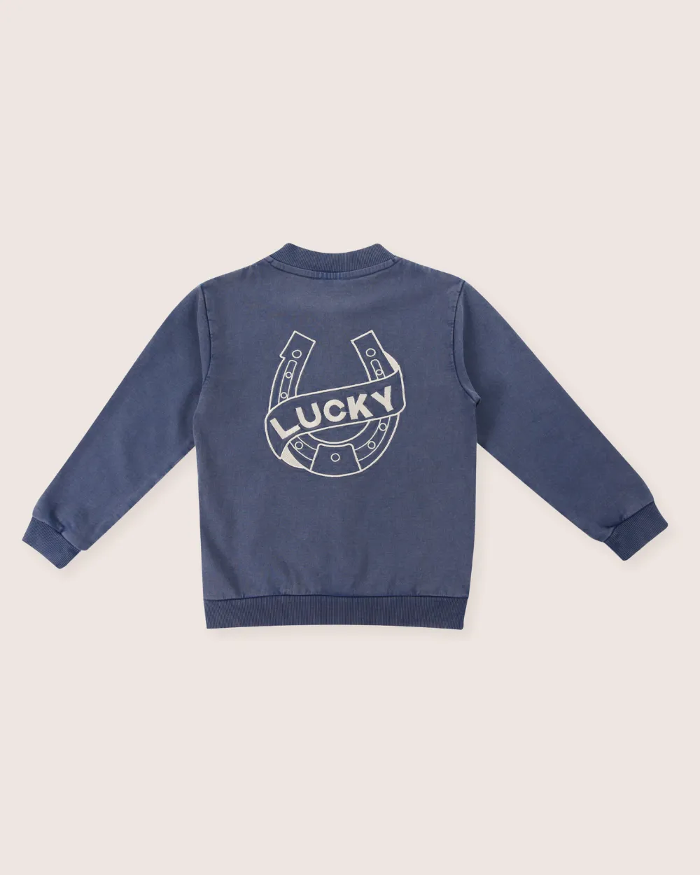 Blue Lucky Slogan Embroidered Jacket