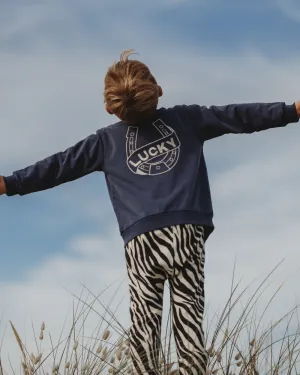 Blue Lucky Slogan Embroidered Jacket