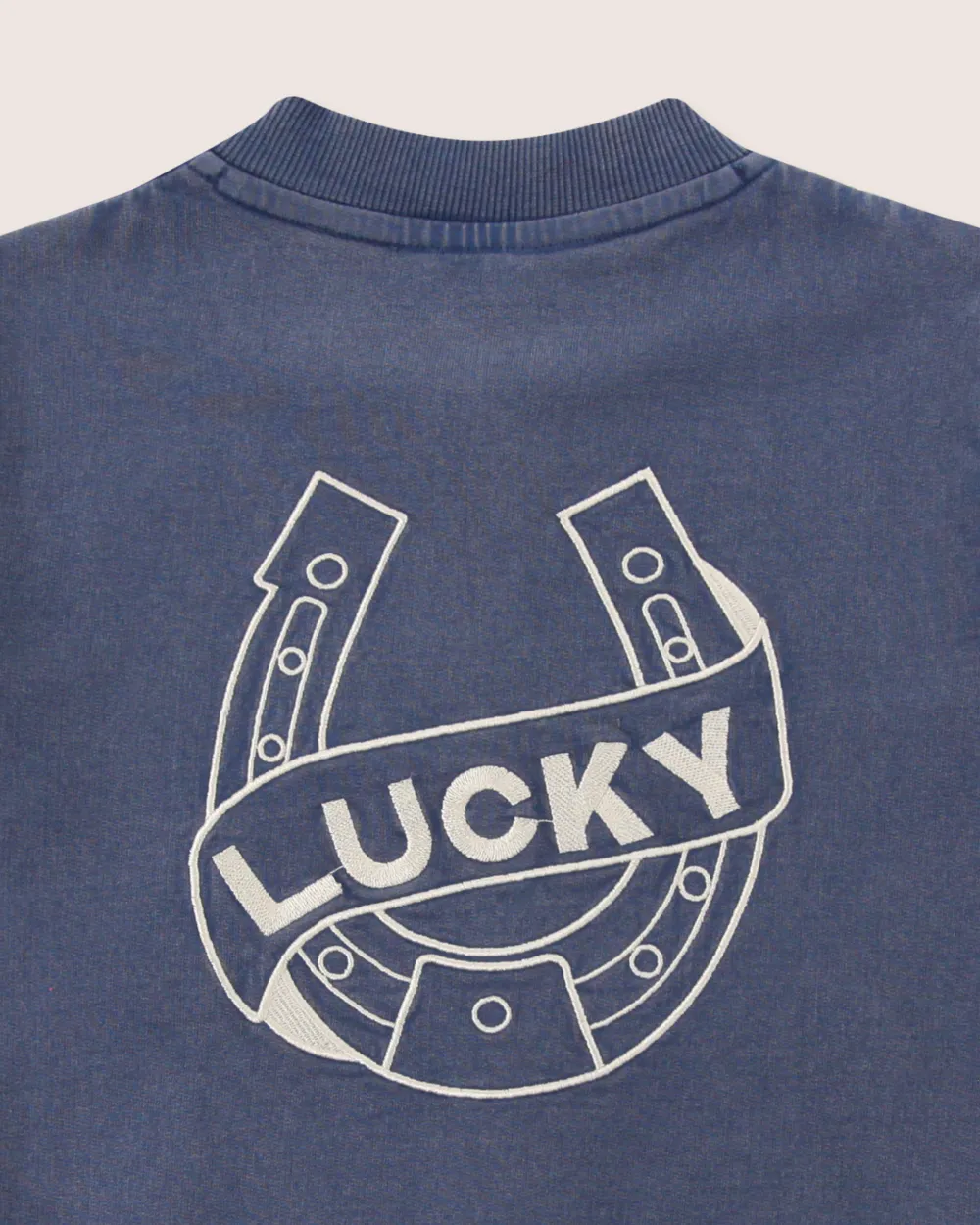 Blue Lucky Slogan Embroidered Jacket