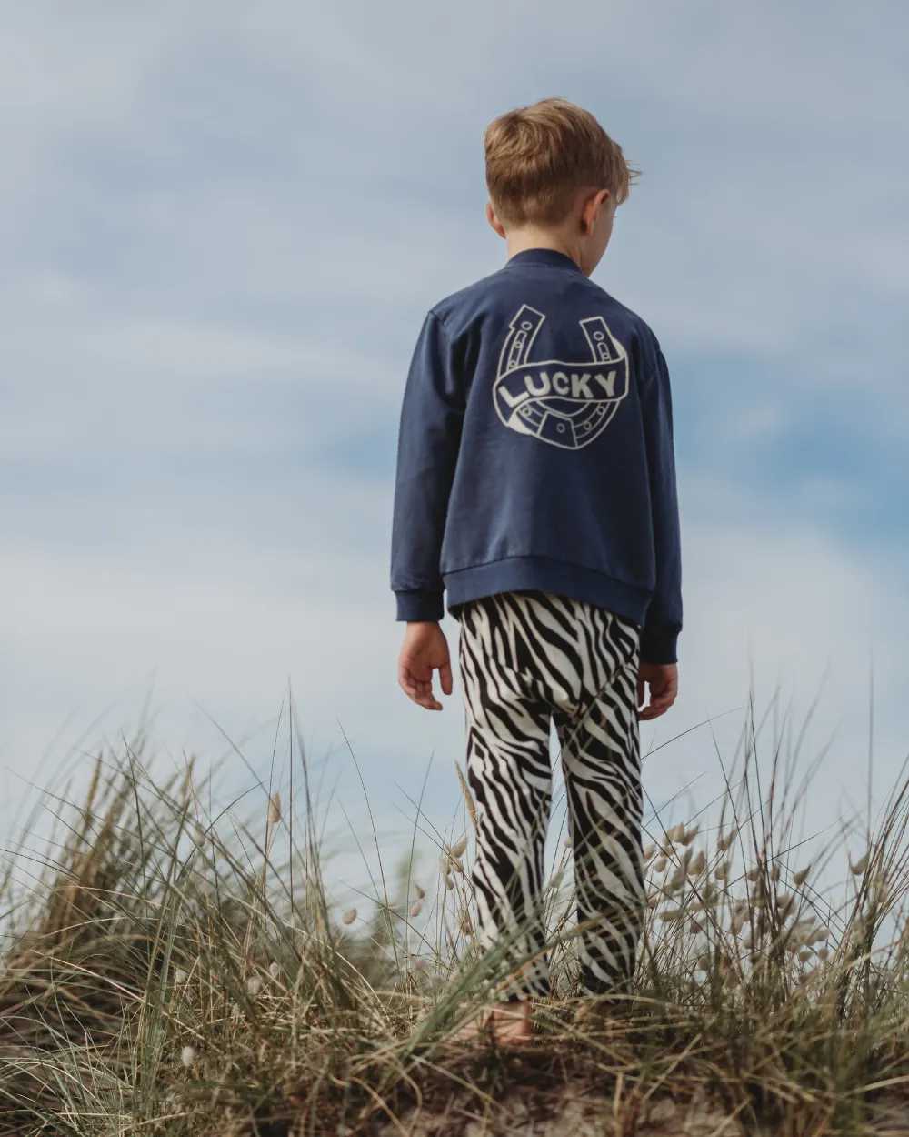 Blue Lucky Slogan Embroidered Jacket