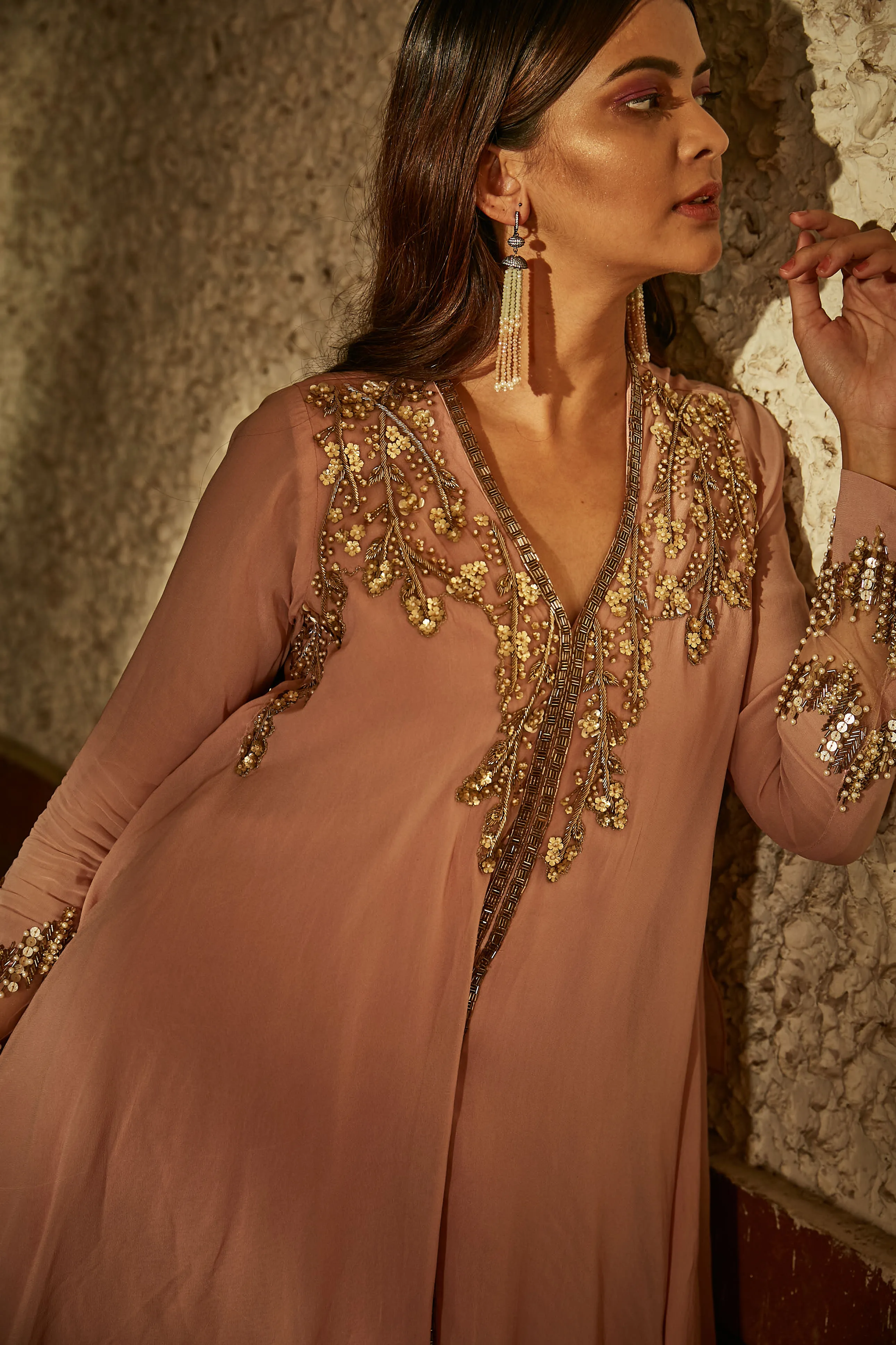 Blush Pink A-line Tunic With Pants