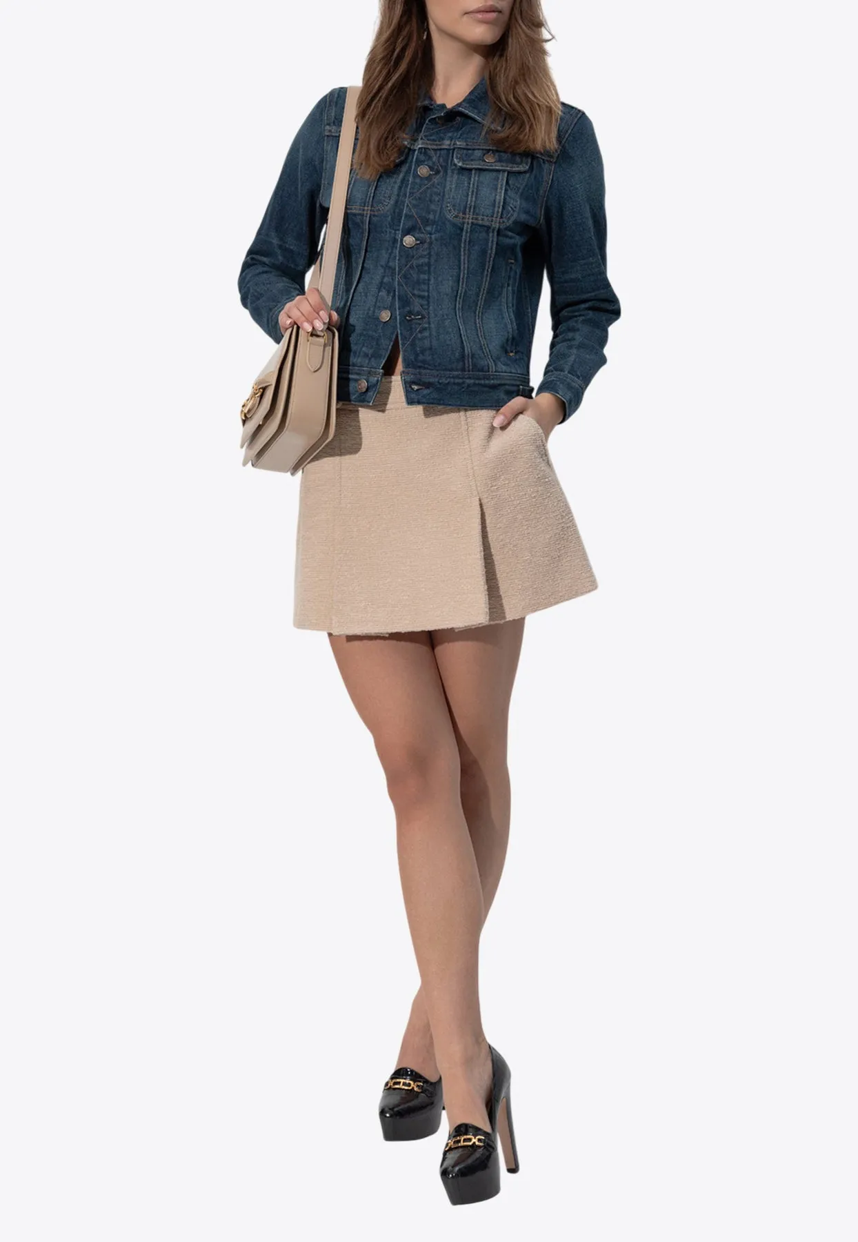Bouclé A-line Mini Skirt