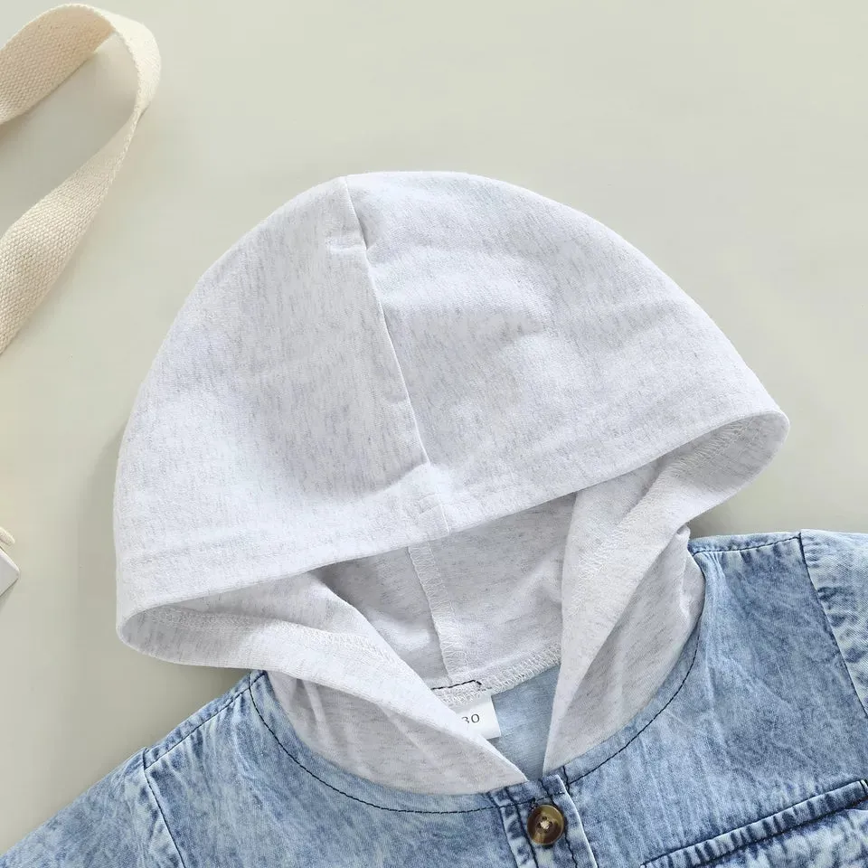 Boys Hooded Denim Look Shirt (2 Colours)