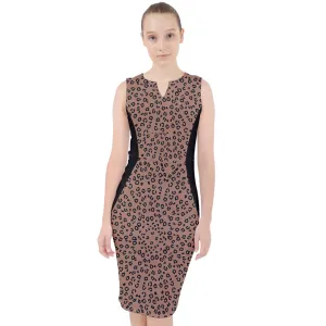 brown cheetah Black Cutout Midi Bodycon Dress