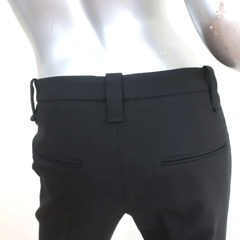 Brunello Cucinelli Monili-Trim Cuffed Pants Black Stretch Wool Size US 4