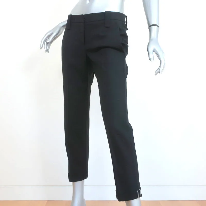 Brunello Cucinelli Monili-Trim Cuffed Pants Black Stretch Wool Size US 4