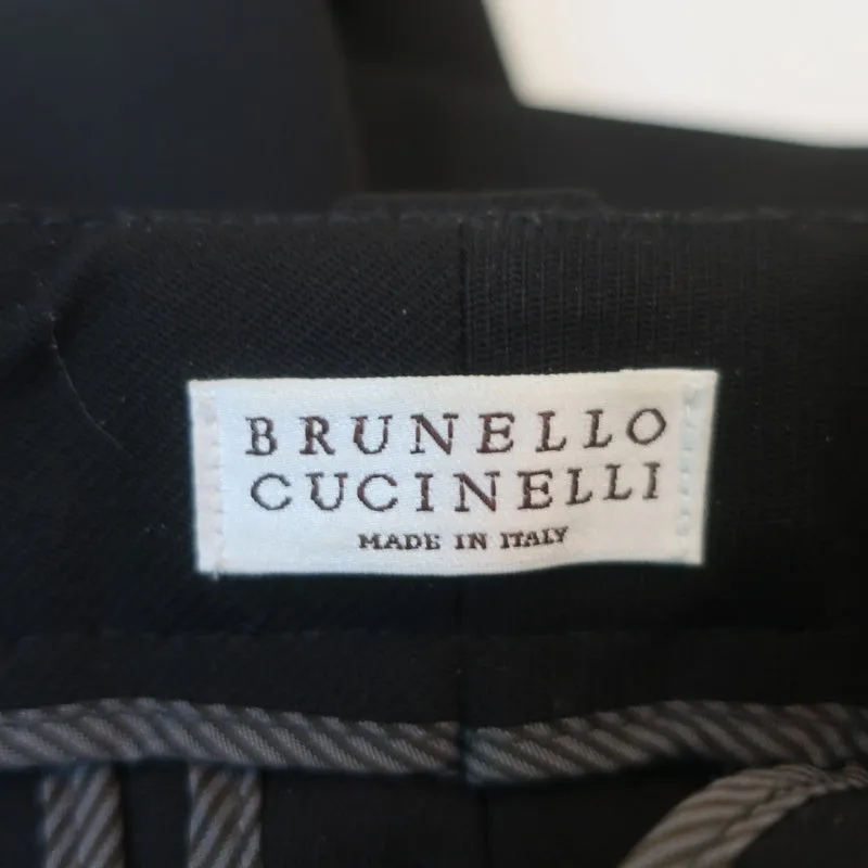 Brunello Cucinelli Monili-Trim Cuffed Pants Black Stretch Wool Size US 4