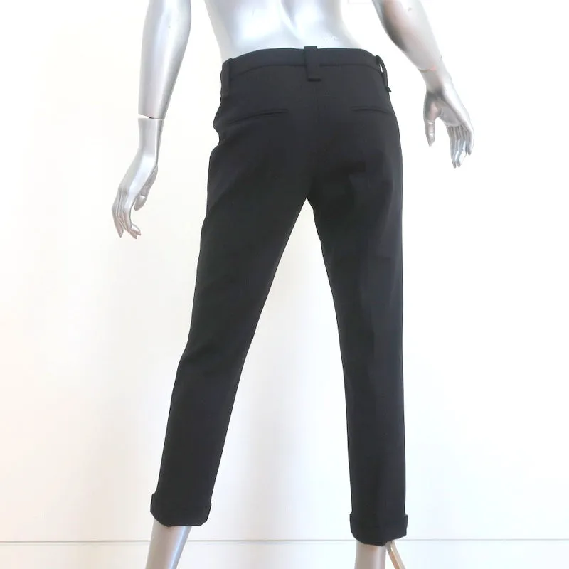 Brunello Cucinelli Monili-Trim Cuffed Pants Black Stretch Wool Size US 4