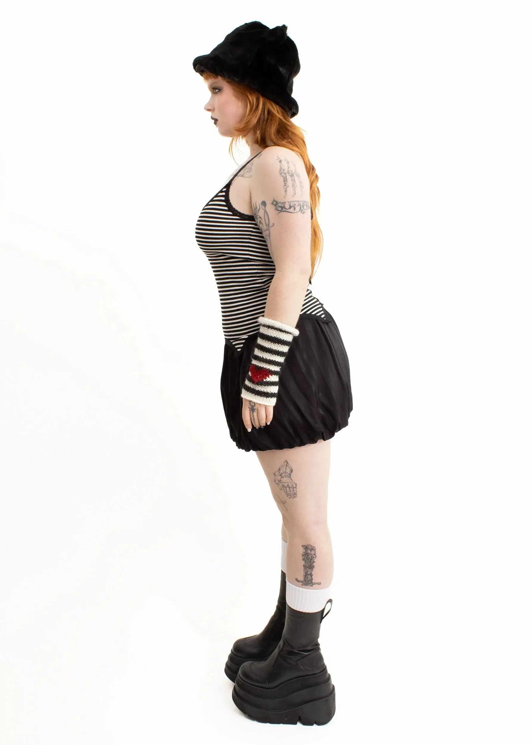 Bubble Skirt- black on black stripe