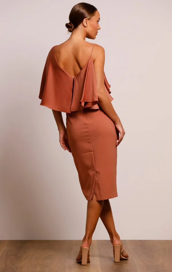 BUY IT PASDUCHAS Siren Drape Midi Dress (Cinnamon)
