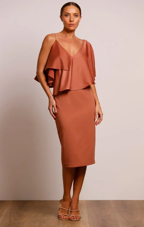 BUY IT PASDUCHAS Siren Drape Midi Dress (Cinnamon)