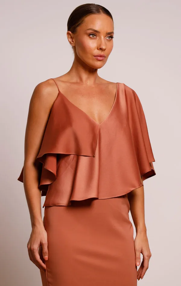 BUY IT PASDUCHAS Siren Drape Midi Dress (Cinnamon)