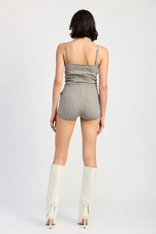 CABLE KNIT SHORTS WITH DRAWSTRING