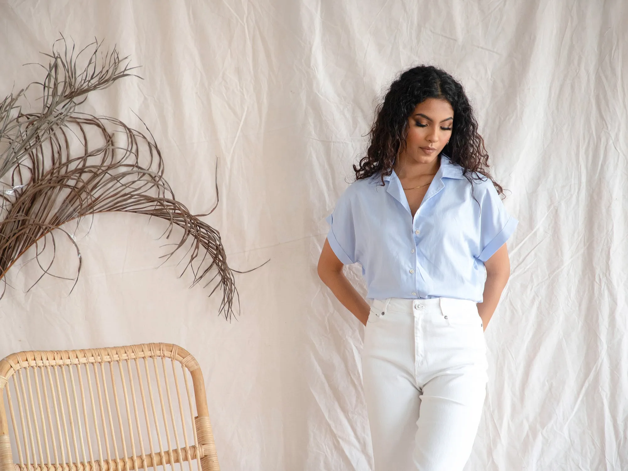 Camp Collar Button Down Top
