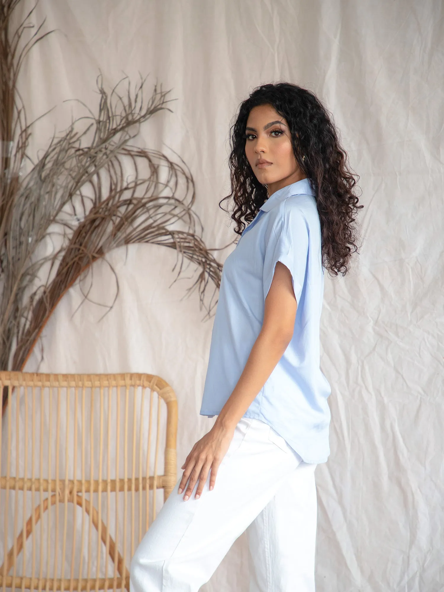 Camp Collar Button Down Top