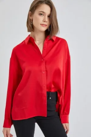 Cardinal Button Front Drop Hem