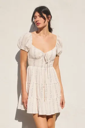 Casey Floral Trail Puff Sleeve Mini Dress