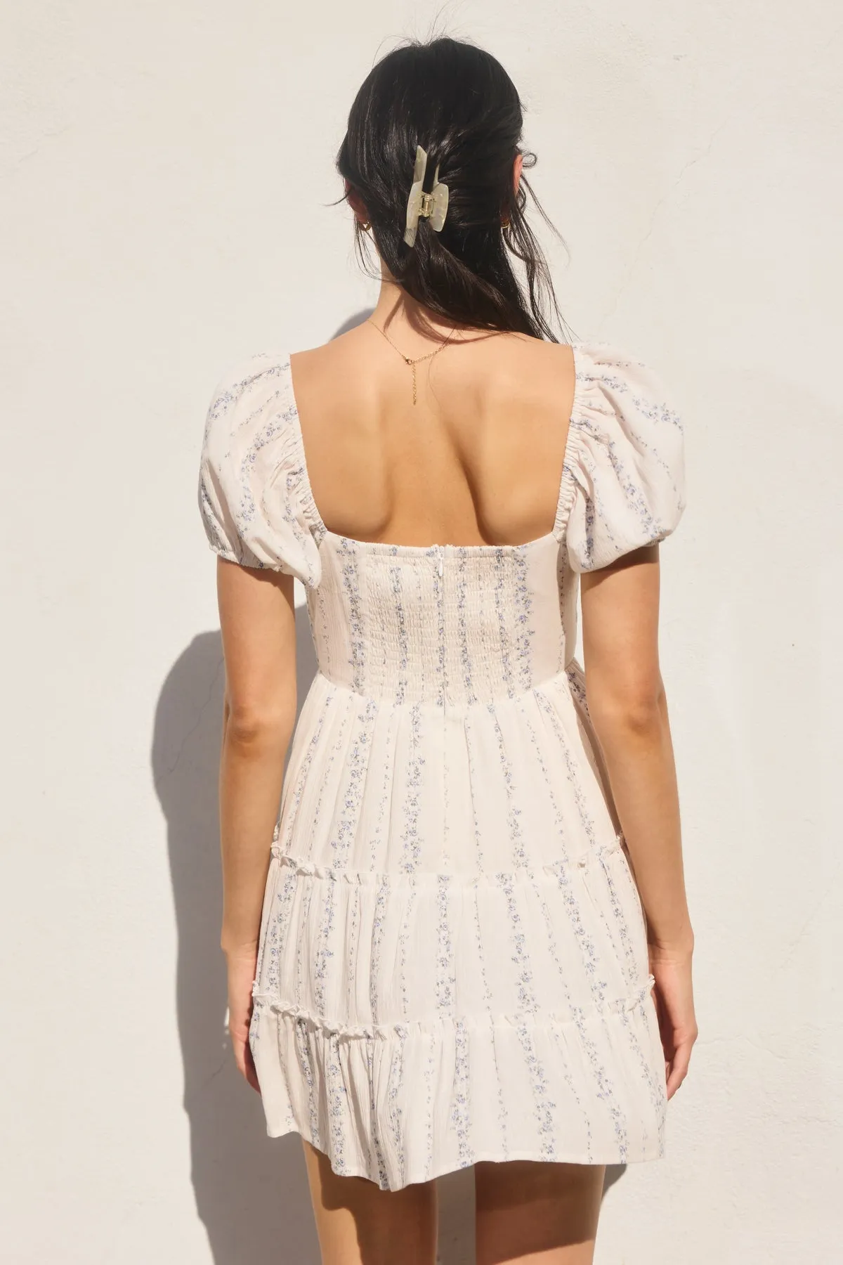 Casey Floral Trail Puff Sleeve Mini Dress