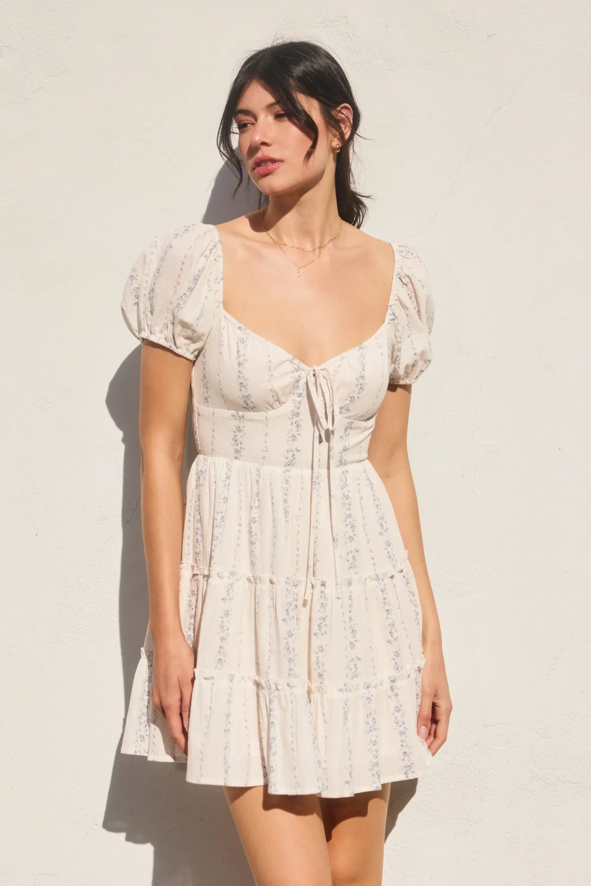 Casey Floral Trail Puff Sleeve Mini Dress