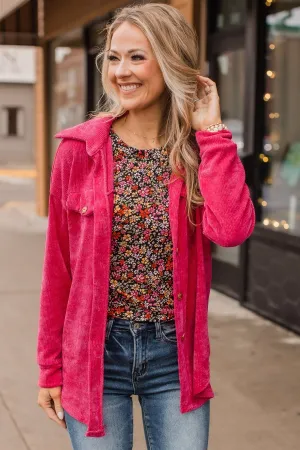 Cause For Applause Knit Button Top- Fuchsia