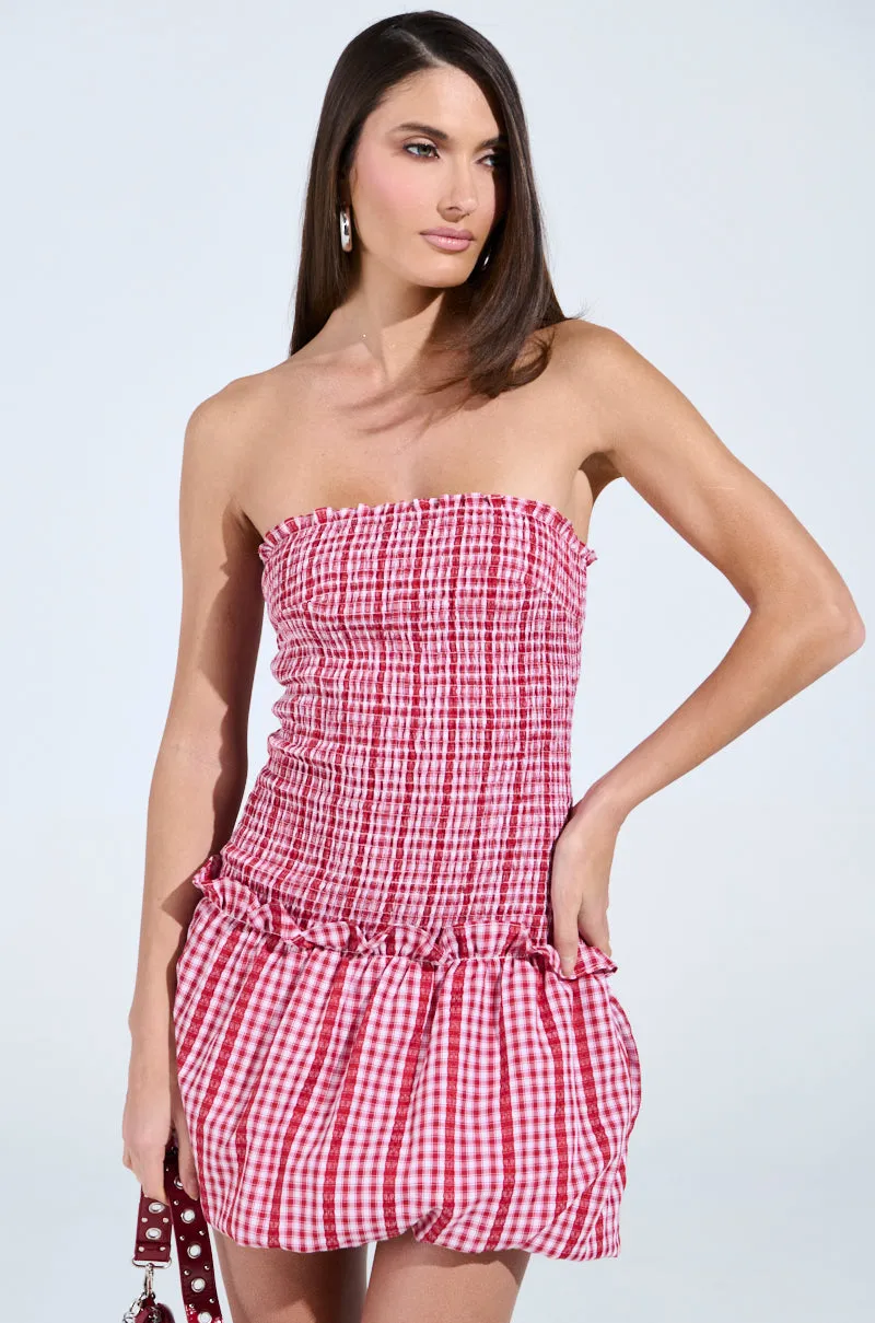 CENTRAL PARK GINGHAM MINI DRESS
