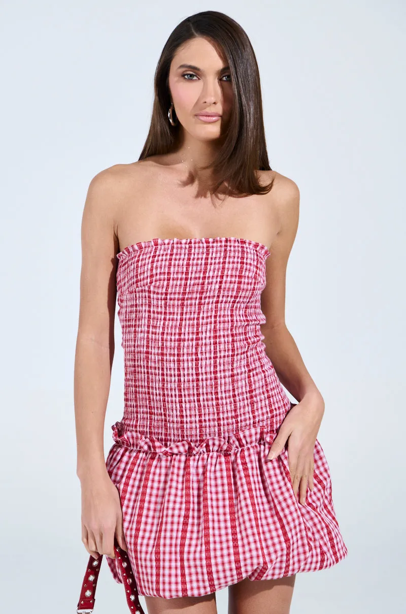 CENTRAL PARK GINGHAM MINI DRESS
