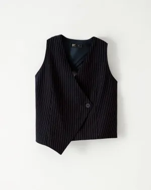 Chaleco fit sin capucha azul rayas