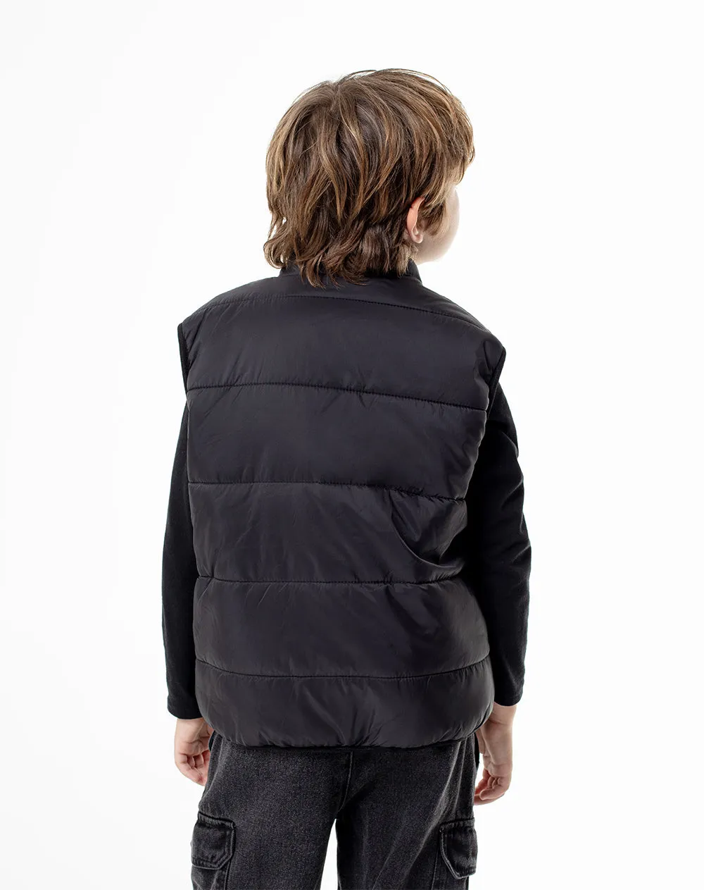 Chaleco regular fit sin capucha negro