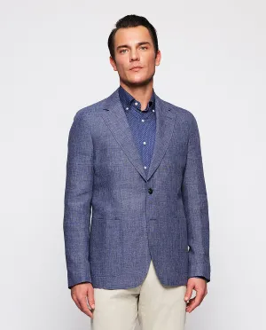Chaqueta azul de lino pata de gallo