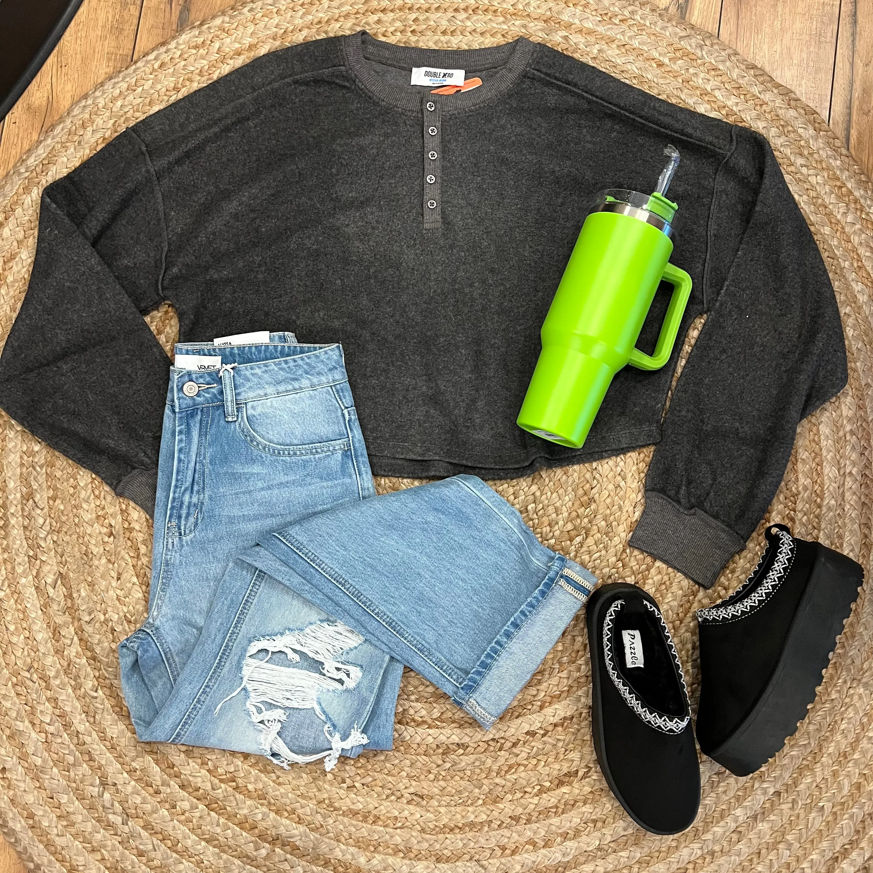 Charcoal Half-Button Sweater