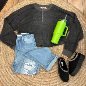 Charcoal Half-Button Sweater