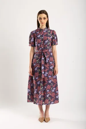 Charlotte Midi Dress in Purple Floral