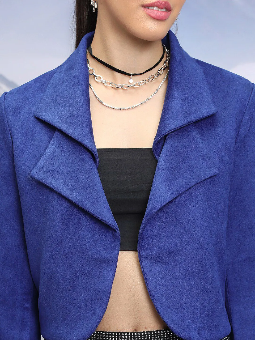 CHIC BY TOKYO TALKIES Lapel Collar Crop Blazers