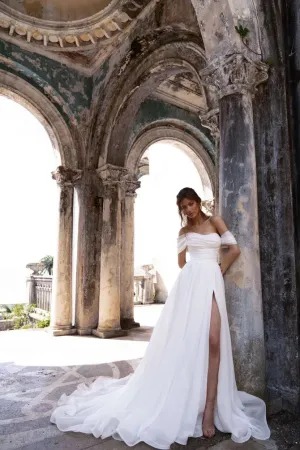 Chic Wedding Dress Off The Shoulder Side Slit Bridal Party Gowns Plus Size A-Line Floor Length Robe De Mariée