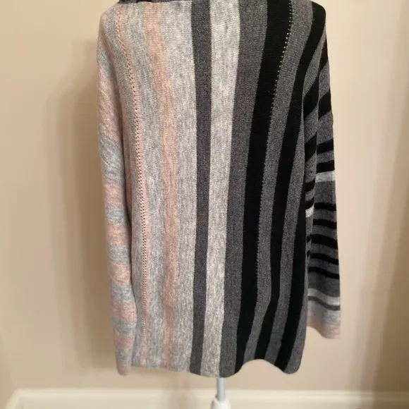 Clotheshead Women’s Striped Tunic Multi-Tone Cowl Neck L/S Sweater Sz L/XL NEW