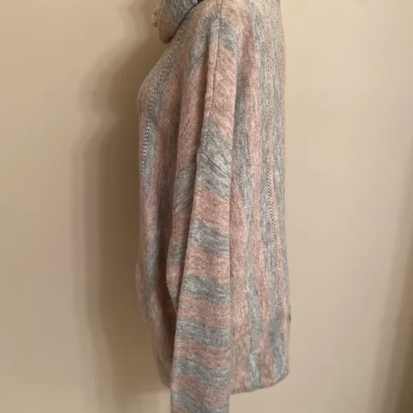 Clotheshead Women’s Striped Tunic Multi-Tone Cowl Neck L/S Sweater Sz L/XL NEW