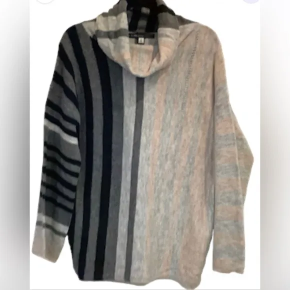 Clotheshead Women’s Striped Tunic Multi-Tone Cowl Neck L/S Sweater Sz L/XL NEW
