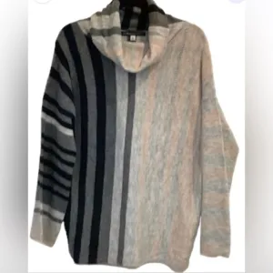 Clotheshead Women’s Striped Tunic Multi-Tone Cowl Neck L/S Sweater Sz L/XL NEW
