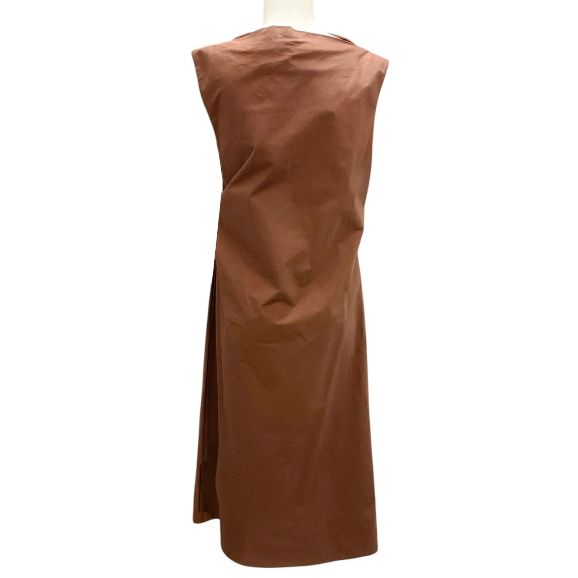CO Brown Draped Sleeveless Dress