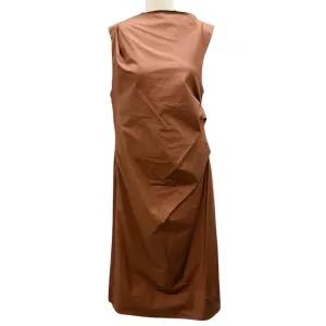 CO Brown Draped Sleeveless Dress