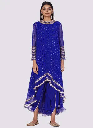 Cobalt Blue High Low Kurta Set